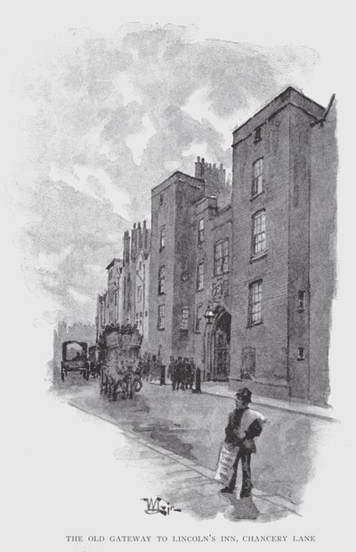 Lincoln's Inn'in Eski Geçidi, Chancery Lane (litho) by William Luker