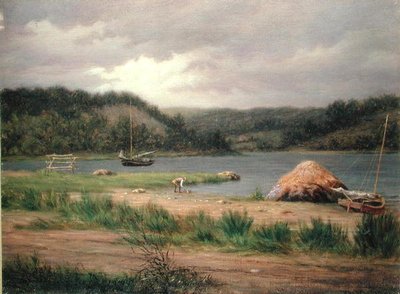 Clamming, Long Island (tuval üzerine yağlı boya) by William M Davis
