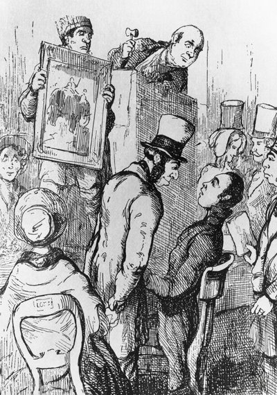 Satılık Fil, Vanity Fair'in 17. bölümü için illüstrasyon, William Makepeace Thackeray'ın (1811-1863) romanı, William Makepeace Thackeray'ın (1811-1863) çizim üstüne gravür, 1882'de Chicago'da yayınlandı by William Makepeace Thackeray
