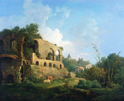 Klasik Harabelere Yakın Bir Ev ile İtalyan Manzarası by William Marlow