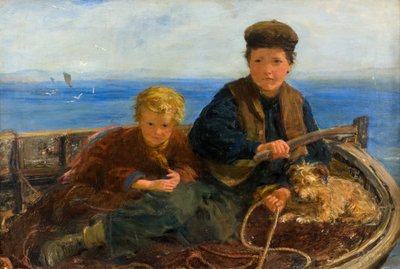 Teknede İki Oğlan ve Bir Köpek, 1871 dolayları (tuval üzerine yağlı boya) by William McTaggart