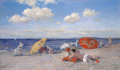Sahilde, c.1892 (tuval üzerine yağlı boya) by William Merritt Chase