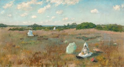 Sonbahar çiçeklerini toplamak by William Merritt Chase