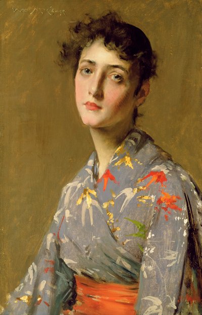 Japon Kostümlü Kız, 1888 dolayları (tuval üzerine yağlı boya) by William Merritt Chase