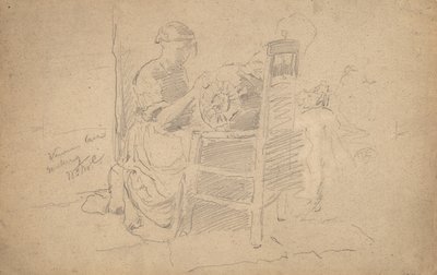 Venedik Danteli Yapımı, 1877-8 (sert kağıt üzerine grafit) by William Merritt Chase