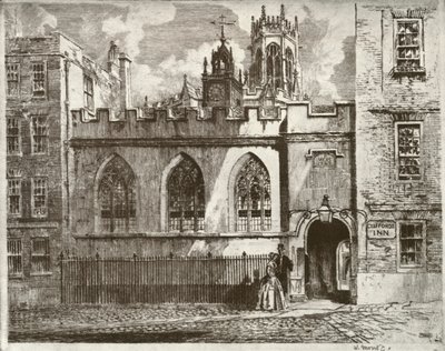 Cliffords Inn Salonu ve Saat Kulesi, St. Clement Danes Beyond Fener Kulesi, 1934. by William Monk