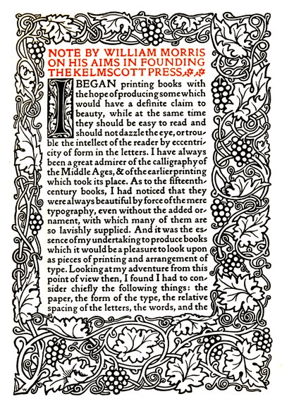 Kelmscott Press: Altın Tipte basılmış sayfa, c.1895, 1914 by William Morris