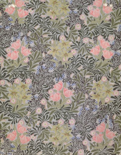 Laleler, Papatyalar ve Hanımeli ile duvar kağıdı tasarımı (duvar kağıdı) by William Morris