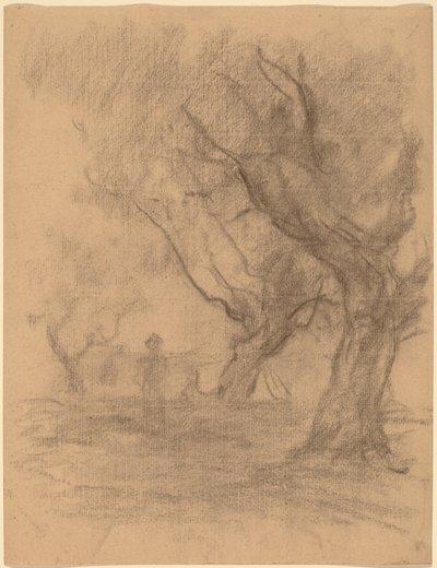 İki Ağacın Altında Duran Kadın by William Morris Hunt