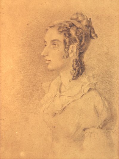 Bir Kadının Portresi (kağıt üzerine kurşun kalem ve renkli kurşun kalem) by William Mulready