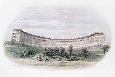 Royal Crescent, Bath, from the park, engraved by J. Shury, c.1840  by William N. Hardwick of Bath