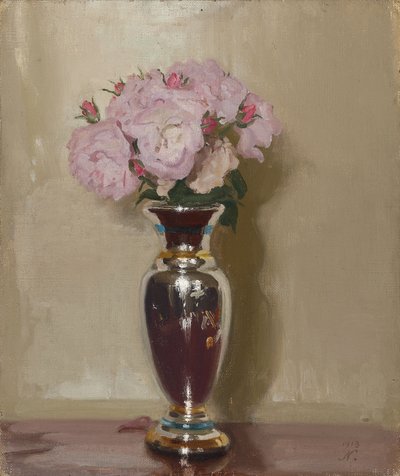 Gümüş Vazoda Pembe Güller by William Nicholson