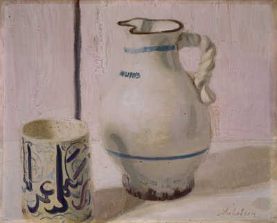 Sürahili Pembe Natürmort, 1935-36. by William Nicholson