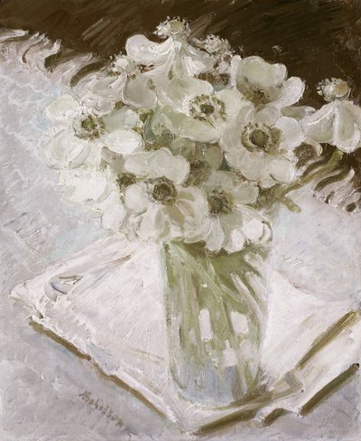 Beyaz Anemonlar (tuval üzerine yağlı boya) by William Nicholson