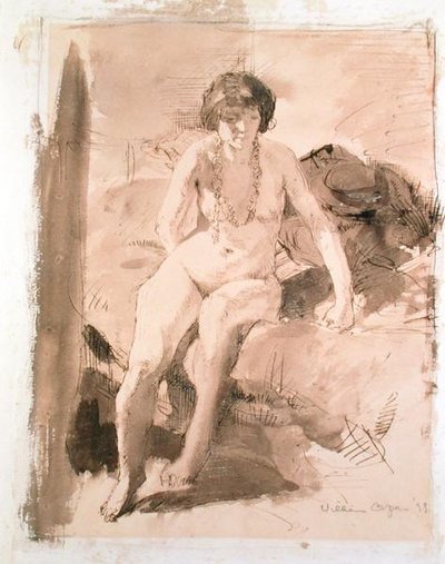 Bir Yatakta Oturan Çıplak Kız by William Orpen