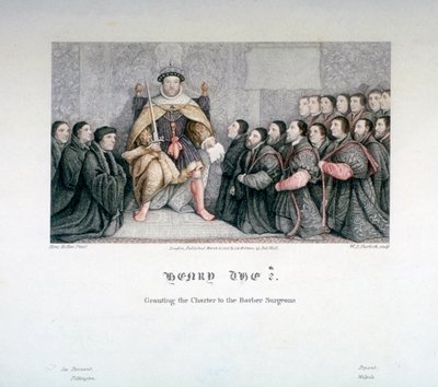 Henry VIII, Berber Cerrahlara tüzük veriyor, 16. yüzyıl, 1817. by William P Sherlock