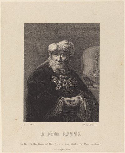 Yahudi bir Haham by William P. Sherlock after Rembrandt van Rijn