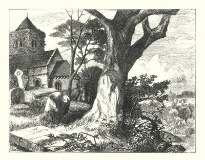 Köyün Kilise Bahçesi (gravür) by William Paton Burton