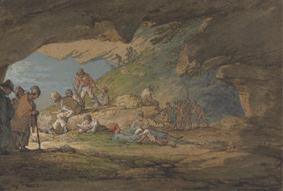 Figürlerle Güneş Işığında Bir Mağara by William Payne