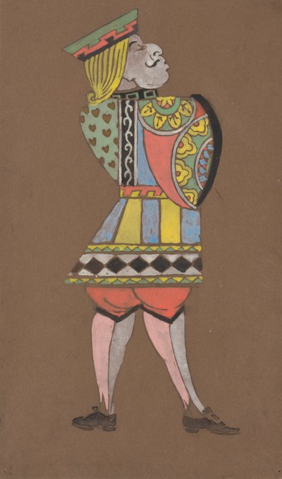 Alice-in-Wonderland için Knave of Hearts kostüm tasarımı. by William Penhallow Henderson