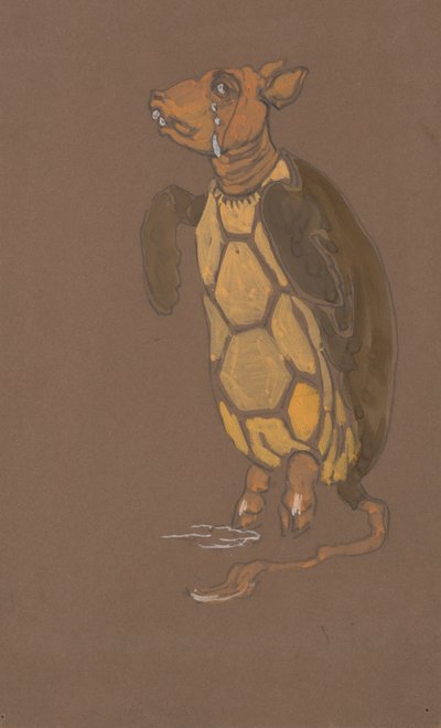 Alice Harikalar Diyarında, 1915 için Sahte Kaplumbağa kostüm tasarımı. by William Penhallow Henderson