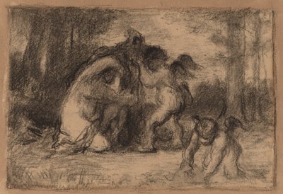 Putti Bir Kadının Soyunmasına Yardım Eden Ormanlık Manzara by William Perkins Babcock