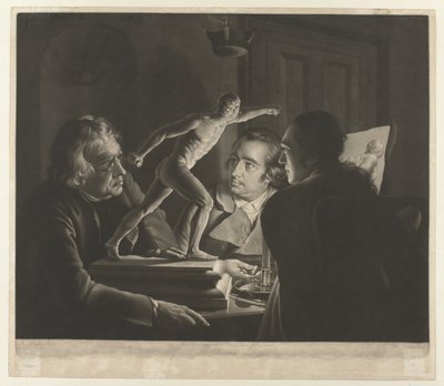 Üç adam Borghese Gladyatörünün bir modeline bakıyor by William Pether