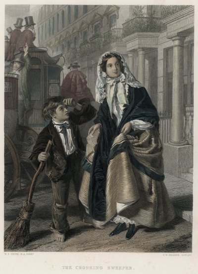 Geçiş Süpürgesi (renkli gravür) by William Powell (after) Frith