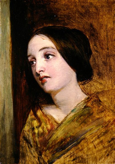 Bir Kızın Başı ve Omuzları (tuval üzerine yağlı boya) by William Powell Frith