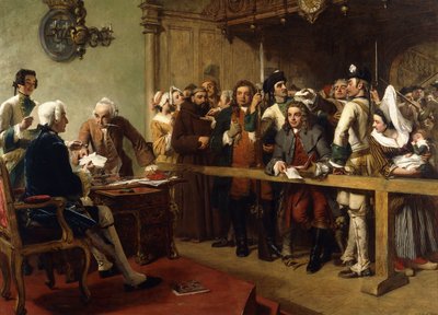 Hogarth, Calais Valisinin Önüne Casus Olarak Getirildi, 1851 by William Powell Frith