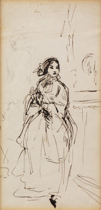 Aceleci Kız (kalem ve mürekkep) by William Powell Frith