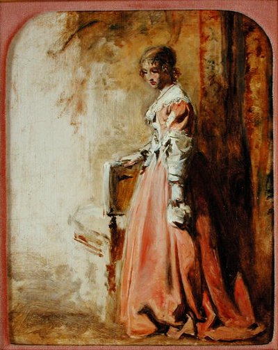 Pembe Elbise (kağıt üzerine yağlı boya) by William Powell Frith