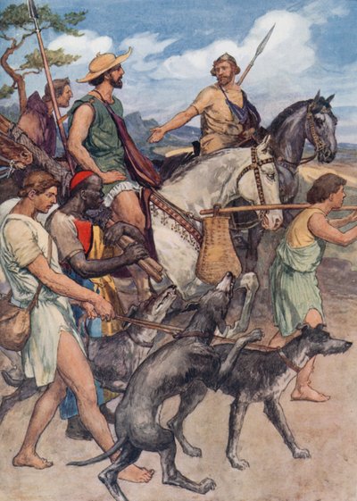 Thebes için yola çıkan Pelopidas (renkli taş) by William Rainey