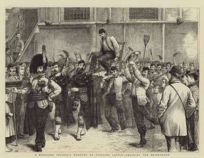 Stirling Kalesi'nde Bir Yayla Askerinin Düğünü, Damat'a başkanlık ediyor by William Ralston