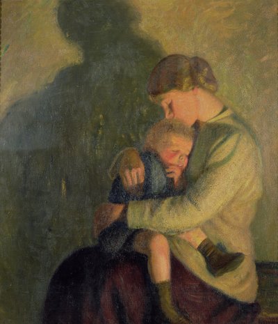 Anne ve Çocuk: Mum Işığı (tuval üzerine yağlı boya) by William Rothenstein
