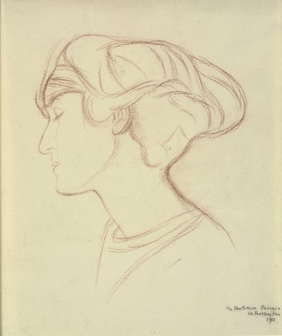 Soldaki profilde kadının başı (Parthenia Passano?) by William Rothenstein
