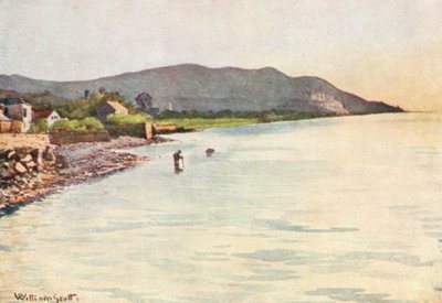 Kıyıda, Diano Marina, Uzaktaki Cervo (renkli taş baskı) by William Scott