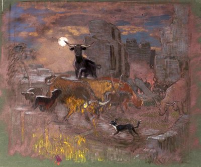 Highland Raiders için çalışma. c.1918 (kağıt üzerine yağlı boya) by William Shackleton