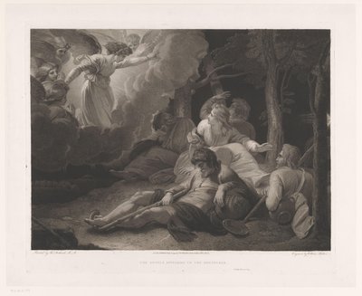Verkondiging ve çobanlar Çobanlara Görünen Melekler (nesne üzerindeki başlık) by William Skelton