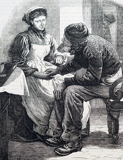 Yaşlı bir çift. İngiliz illüstratör William Small (1843-1929) tarafından. 1880 (gravür) by William Small