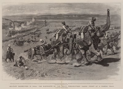 Hindistan'daki Askeri Manevralar, Ağır Saha Pilinin Filleri Geçen Bir Trende Korkuyor by William Small