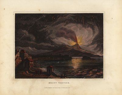 19. yüzyılda patlayan Vezüv Yanardağı (gravür) by William Smellie
