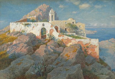 Santa Maria a Cetrella, Anacapri, c.1892 (grafit üzerine sulu boya ve guaj boya) by William Stanley Haseltine