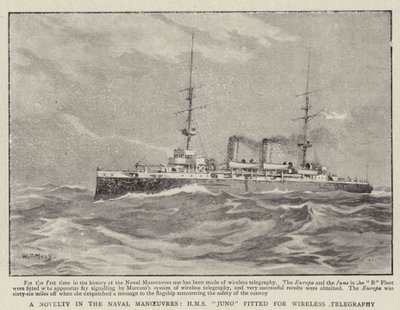Deniz Manevralarında Bir Yenilik, HMS Juno, Telsiz Telgraf için Takıldı by William T. Maud