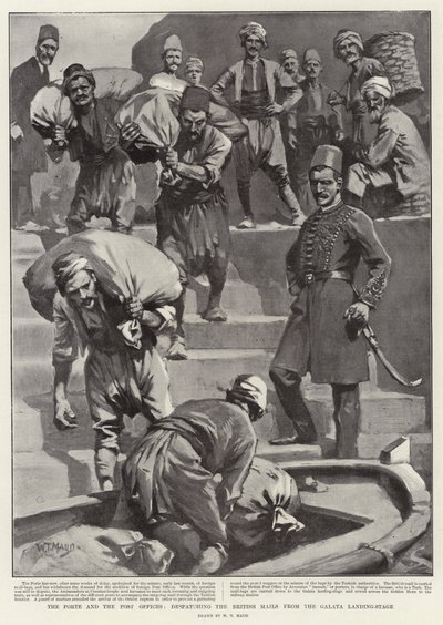 Babıali ve Postaneler, İngiliz Postalarını Galata İniş Sahnesinden Gönderiyor by William T. Maud