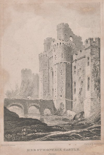 Herstmonceux Kalesi, Sussex by William Tombleson