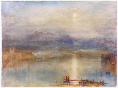 Arka planda Lucerne Gölü üzerinde ay ışığı by Joseph Mallord William Turner