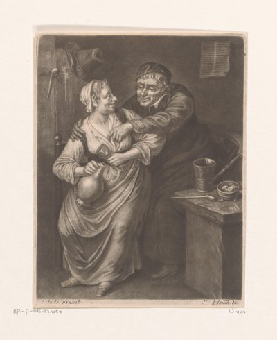 İçme erkek ve kadın ile Inn iç by William Vincent