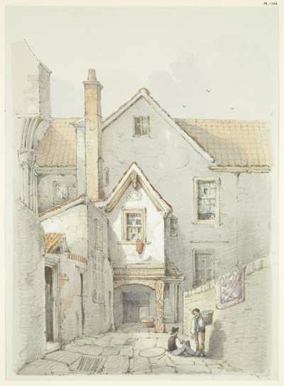 Eskiden Bristol Katedrali yakınında duran eski ev (kalem ve kağıt üzerine sulu boya) by William W. Wheatley