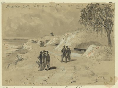 Nehirden aşağı bakan Thunderbolt Battery by William Waud